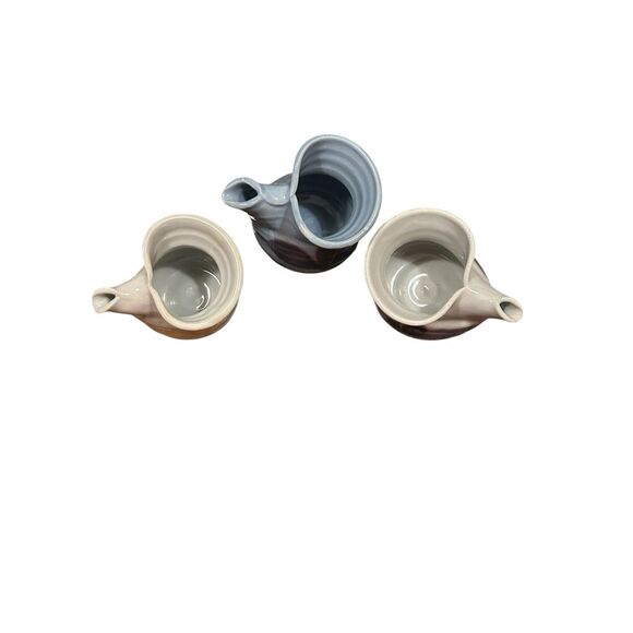 3 Studio Art Pottery Handmade Pinch Artist Signed Creamer Ceramic 3" x 3" Rustic - Picture 2 of 11